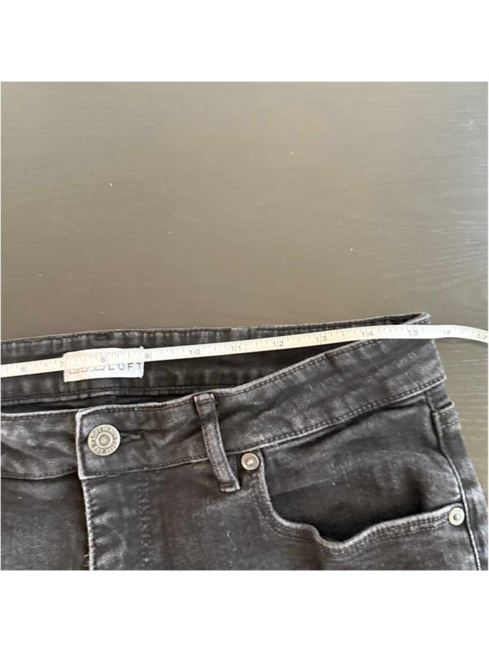 LOFT Black Curvy Skinny Denim Pants Size 32 / 14 - Picture 4 of 9